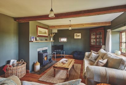 The living room at Ridge Farmhouse, Herefordshire
