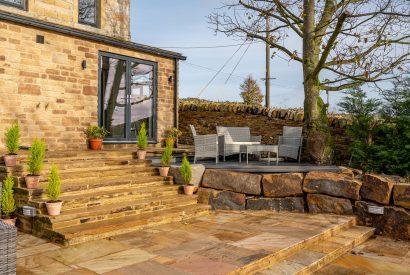 The exterior and outdoor dining area at The Lee, Yorkshire