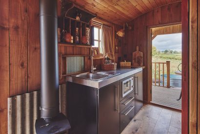 The kitchen at Big Sky Hideaway, Herefordshire