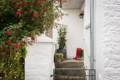 The stairs leading to the entrance of Hempston Cottage, Devon
