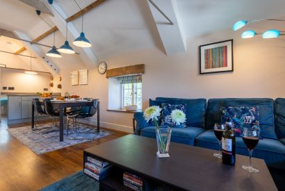 The open-plan kitchen, living and dining room at Exmoor Barn, Somerset