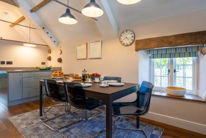 The dining table in the kitchen at Exmoor Barn, Somerset