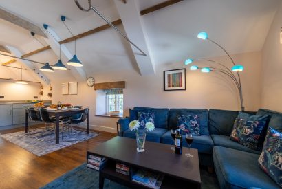 The open-plan living and dining space at Exmoor Barn, Somerset