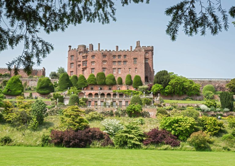 National Trust's jewel in the crown Powis Castle, overlooking Welshpool in Powys on a summer's day