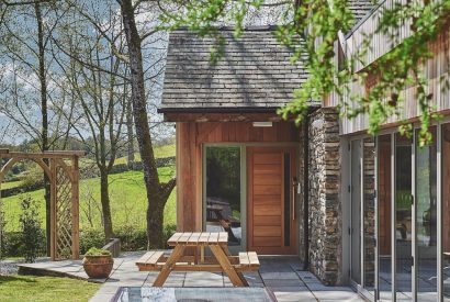 The exterior of the spa facilities at Twitchers Cottage, Lake District