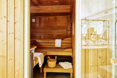 The sauna at Serenity Retreat, Devon