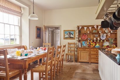 The kitchen and dining space at Georgian House, Devon