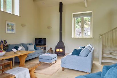 The living room at Dart Cottage, Devon