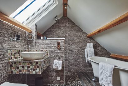 The spa-like bathroom at Hollyhock Cottage, Vale of Glamorgan