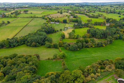 A bird's-eye view of the rolling countryside views surrounding Tinkers Folly, Yorkshire