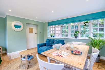 A dining area at White Cross Cottage, Devon