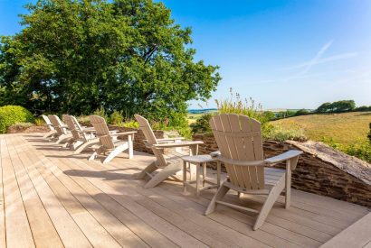 The deck chairs overlooking the countryside at Dart Cottage, Devon