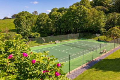 The tennis court at Dartington Cottage, Devon