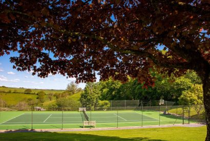The tennis court at Harberton Cottage, Devon
