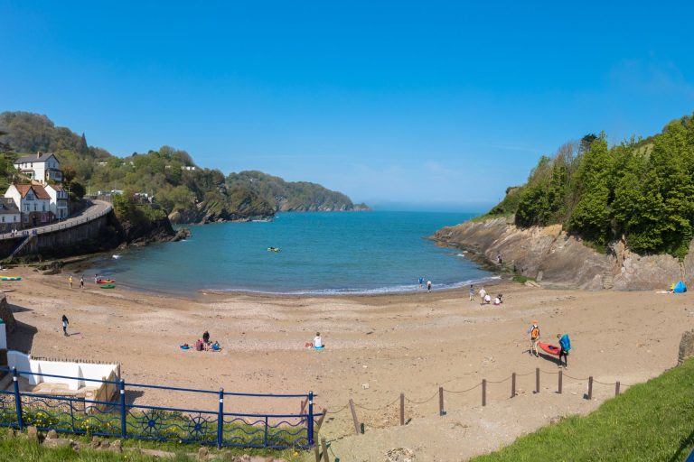 Sandy beach in the bay at Combe Martin