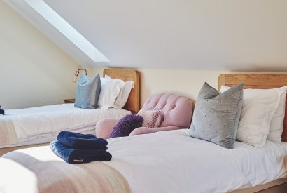 A twin bedroom at Big Barn, Welsh Borders