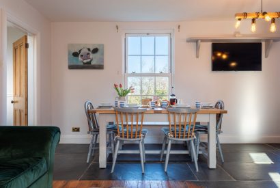 The dining table at Millook View Farmhouse, Cornwall