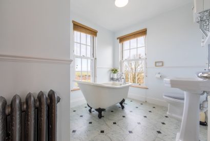 The free standing bath at Millook View Farmhouse, Cornwall