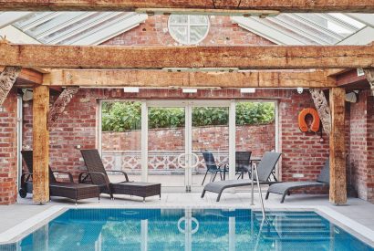 The indoor swimming pool at Kingfisher Cottage, Welsh Borders