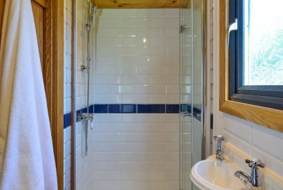 The shower at Abberley Shepherd's Hut, Worcestershire