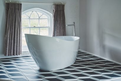 A free standing bath tub at Heron House, Peak District