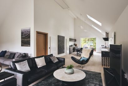 The living space at Munro Cabin, Loch Lomond