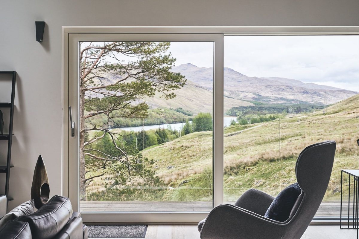 The view from the living room at Munro Cabin, Loch Lomond