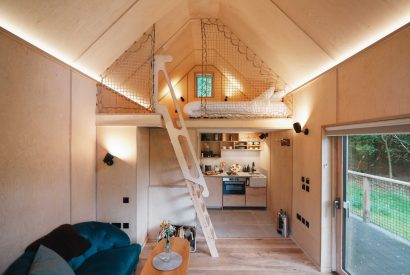 The living space of Ermine, Scotland with a mezzanine level