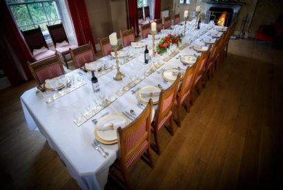 The formal dining room at The South Lakes Manor, Lake District
