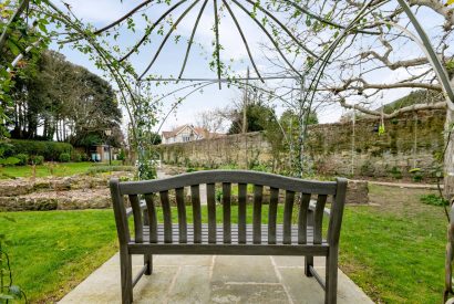 A bench in the garden at Rose Cottage, Isle of Wight