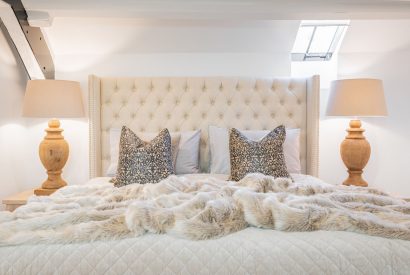 Soft furnishings on a king-size bedroom at Rose Walls, Lake District 