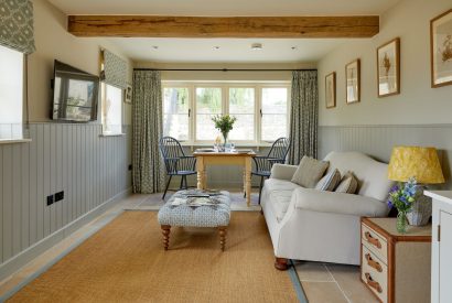 The living room at Haymaker Barn, Cotswolds