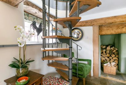 The spiral staircase at Blossom Cottage, Somerset