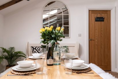 The dining tables at Luxury Penthouse, Cotswolds