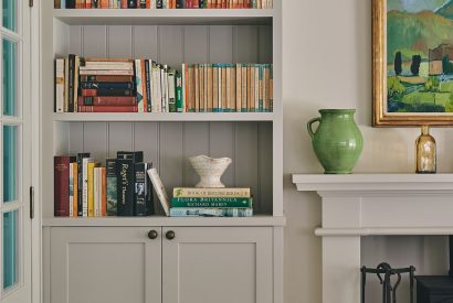 Book shelves at Bridlepath Cottage, North Wessex Downs