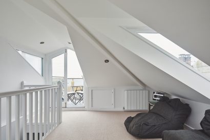 The attic room with a balcony at The New Pin, Cornwall