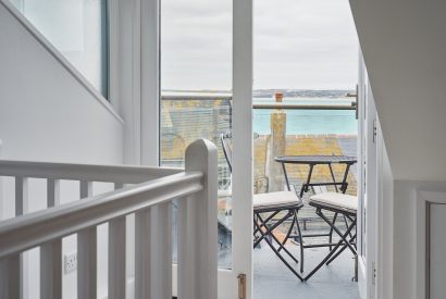 A balcony with sea views at The New Pin, Cornwall