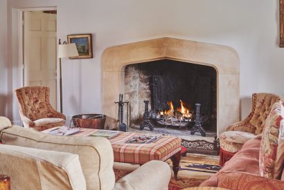 The open fire place at Tennyson House, Cotswolds