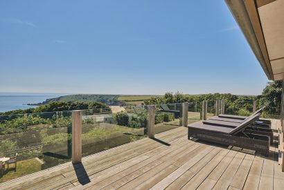 The balcony and sea view at Beach View, Pembrokeshire