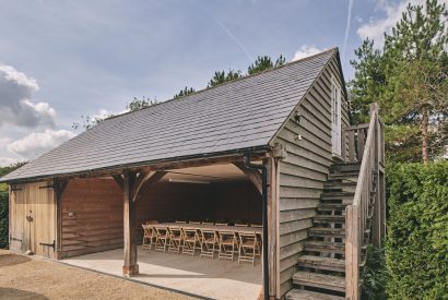 The outdoor dining space at America Farm, Oxfordshire