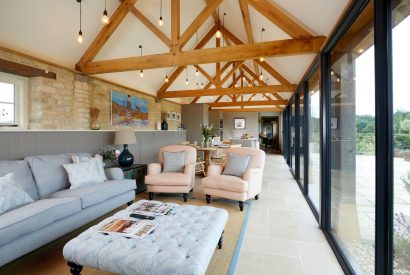 The open-plan living and dining space at Milk Barn, Cotswolds