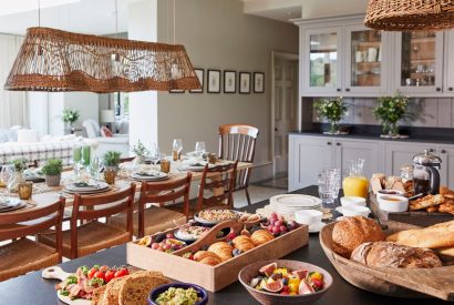 A breakfast buffet at Lakeside Manor, Cotswolds