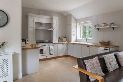 The open-plan kitchen at Farmyard Cottage, Wiltshire
