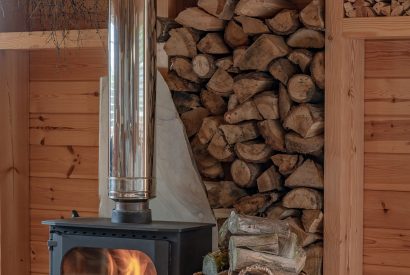 The log burner at Fell Lodge, Lancashire 