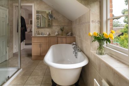 A bathroom at Hedge Farmhouse, Buckinghamshire 