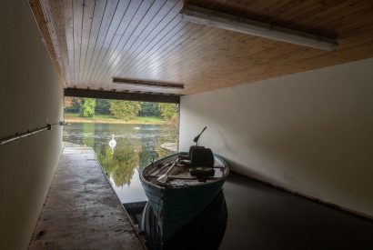 The boat house at Lake House, Powys