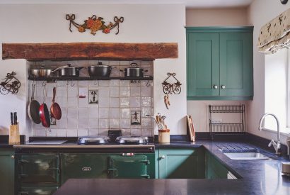 The country-style kitchen at Withington Grange, Cotswolds 