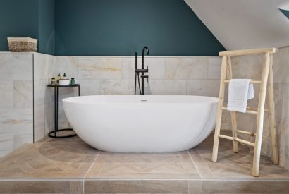 A free standing bath at Teacher's Cottage, Gower