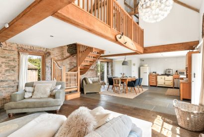 The open-plan living space at Chapel Cottage, Pembrokeshire