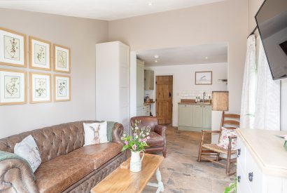 The open-plan kitchen and living room at High Moor Cottage, Yorkshire